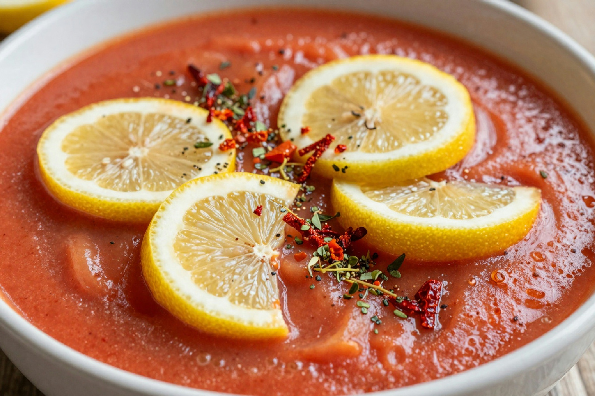Gazpacho di pomodoro con limone, paprika e timo per un'esplosione di freschezza estiva